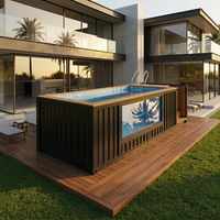 Outdoor Anpassbarer Luxus-Fertigbau-Schwimmbecken aus Schiffscontainern mit Acrylglas-Sichtfenster und integrierter Filteranlage