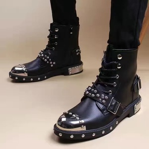 Men's College Students Outdoor Fashion Mountaineering Black High-<b>top</b> Thick-soled Casual Shoes Large Size Increase - Product Image 2