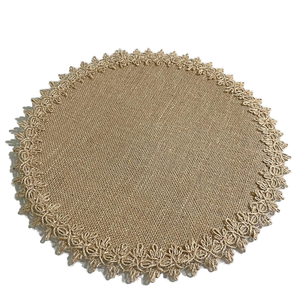 Manteles Individuales Redondos de Encaje Sólido Impermeables al por Mayor, Personalizados para Decoración de Mesa de Boda - Product Image 1