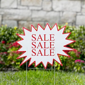 Logotipo Personalizado e Impresión al por Mayor, Mejor Precio, Publicidad Comercial, Letreros de Jardín de Polipropileno Corrugado con Diseño de Estrella - Product Image 1