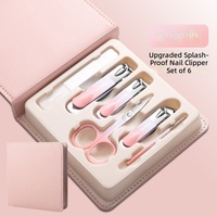 Kit de toilettage professionnel de qualité salon pour la maison, rose, avec coupe-ongles, design anti-éclaboussures, kit de manucure et pédicure personnalisé