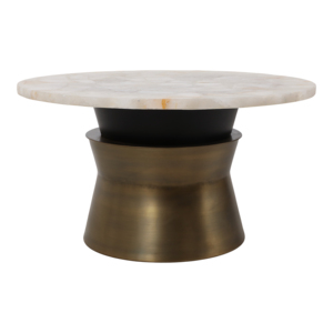 Tavolino da Caffè Rotondo con Piano in Agata e Base in Metallo, Tavolo Decorativo Moderno per Soggiorno e Arredamento Casa - Product Image 2