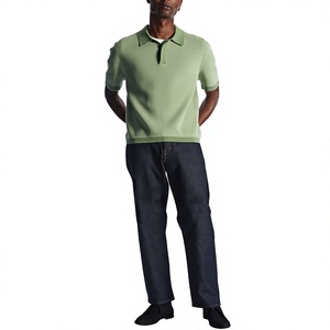 Camisa Casual de Algodón Sólido de Corte Ajustado para Hombre, con Bordado Personalizado, Tejido Waffle Térmico Grueso para Golf - Product Image 2