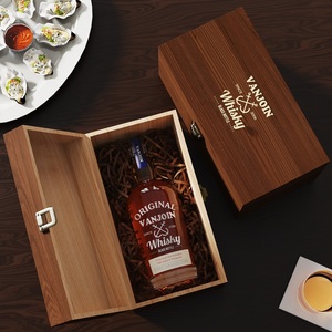 Bộ hộp gỗ tùy chỉnh kèm chai rượu thủy tinh Flint cao cấp, rượu Rum, Whiskey, Vodka, Tequila, rượu mạnh, chai thủy tinh có nắp đậy - Product Image 4