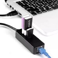 BAJEAL Hub USB 3.0 à 3 ports avec adaptateur répartiteur Ethernet en plastique ABS, vitesse rapide pour PC, logo personnalisé en stock