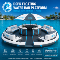 Île flottante gonflable commerciale avec bar château et plateforme aquatique pour hôtels, fêtes et parcs aquatiques extérieurs