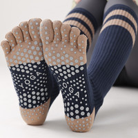 Chaussettes de sport professionnelles antidérapantes en tricot respirant et absorbant la transpiration pour femmes et jeunes, montantes jusqu'aux genoux, à 5 doigts, pour Pilates et Yoga
