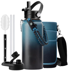 Bouteille d'eau sport isotherme classique personnalisée en acier inoxydable de 40 oz à large ouverture, double paroi sous vide, plusieurs couvercles 24-36 - Product Image 1