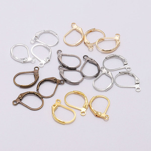 Metal D Shape Spring French Earring Hooks For Earring Making Silver Gold Antique <b>Bronze</b> Rhodium Gunmetal Plated Copper Findings - Product Image 2