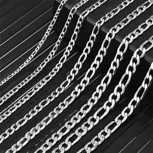 Collier chaîne Figaro en acier inoxydable, maillons cubains polis, rapport 3:1, bijoux DIY, accessoire de mode, usage quotidien - Product Image 1