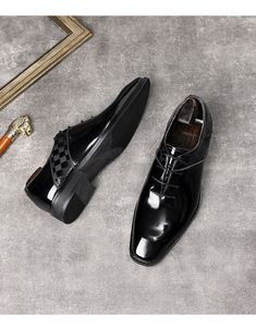Chaussures Oxford en cuir pour hommes 2025, à lacets, bout carré, confortables, légères, style britannique, tendance, pour mariage - Product Image 4