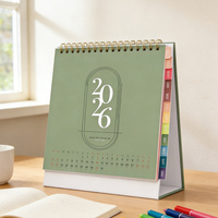 Agenda hebdomadaire/mensuel/quotidien Rileys 2026 à spirale avec onglets, objectifs et jours fériés (Papier vert 20x15cm)