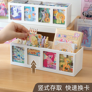 Small Pony Card Organizer Stackable With Compartments Transparent Pen Holder Stationery Storage Box Classic 4 Colors - Product Image 5