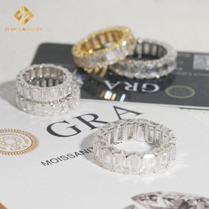 Anillo de Diamantes Iced Out, Plata 925, Esmeralda, Moissanita, Joyería Hip Hop con Certificado Gra - Product Image 2