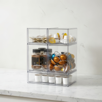 Organisateur de rangement pour maquillage, tiroirs empilables, bacs de rangement en plastique transparent pour biberons, rangement de produits de beauté