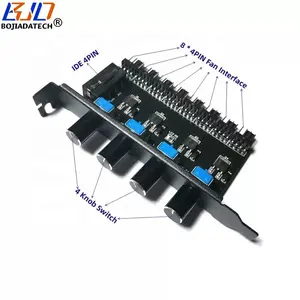 8 Ways 12V 4Pin 3Pin Fan Hub Splitter 4-Pin Cooling Fan Speed Regulator Controller 4 Knob Switch for CPU Case