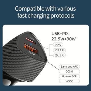 2026 New Trending High Quality 52.5W Dual Port Type C Car Charger QC3.0 22.5W PPS Fast USB-C Car Charger With Atmosphere Light - Product Image 5