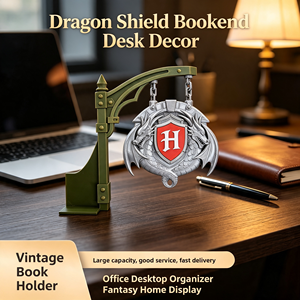 Serre-livres Rétro Dragon en Métal Vintage, Support de Livre Style Fantaisie, Organisateur de Bureau Décoratif pour la Maison - Product Image 1