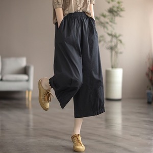 Nuovi Pantaloni Estivi 2026 a Vita Alta in Puro Cotone, Gamba Larga, Stile Giapponese Mori Girl, Casual e <span class=keywords><strong>Cropped</strong></span> - Product Image 3