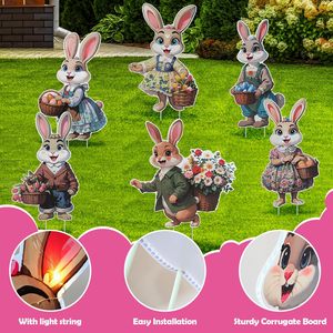 Lindo conejito <span class=keywords><strong>de</strong></span> Pascua y <span class=keywords><strong>huevo</strong></span> decoración <span class=keywords><strong>de</strong></span> jardín plástico vacaciones carteles <span class=keywords><strong>de</strong></span> bienvenida para fiesta césped <span class=keywords><strong>patio</strong></span> jardín paisaje y terraza - Product Image 3