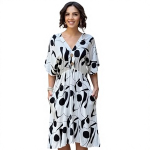 Ropa de Mujer al por Mayor, Elegante, con Estampado Abstracto, de Longitud Media, Cómoda para Uso Diario, Silueta Relajada, Colección Vacaciones - Product Image 1