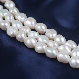 Perles d'eau douce baroques blanches naturelles 4A 10-11mm pour la fabrication de bijoux, vente en gros