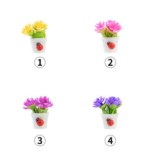 Plantas artificiales en miniatura en maceta con decoración de mariquita para escritorio y adorno de coche, estilo natural, resinas plásticas de alta simulación - Product Image 4