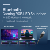 Barre de son portable sans fil Bluetooth avec son surround 3D et subwoofer, RGB, pour PC, ordinateur, téléphone portable, jeux