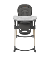 Chaise haute multifonctionnelle Minla en acier inoxydable moderne 6-en-1 avec roulettes, dossier inclinable en 5 positions, plateau lavable et compatible lave-vaisselle pour tout-petit