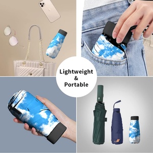 Parapluie pliant portable et léger de 19 pouces avec protection UV, armature en fer, fermeture automatique, durable, commande manuelle pour femmes et hommes - Product Image 3