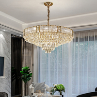 Lustre moderne de luxe rond à plusieurs niveaux en cristal conique, grande lampe de plafond pour villa, salon, salle à manger, hall d'entrée