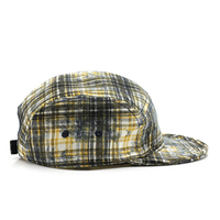 Gorra de Camping de Ala Plana y Parte Superior Suave, Logotipo Bordado Personalizado, Gorra de Béisbol Retro de 5 Paneles con Diseño a Cuadros