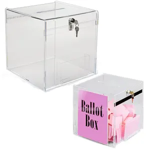 Doorzichtige Acryl Stembus Met Kleverige Notitie Zak Afsluitbare Donatiebox Suggestie Box Lucite Stembus Met Memo Pad Houder