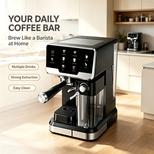 Machine à expresso silencieuse en acier inoxydable personnalisable pour café froid, usage domestique et bureau, OEM ODM, <span class=keywords><strong>cafetière</strong></span> à latte à une touche - Product Image 1