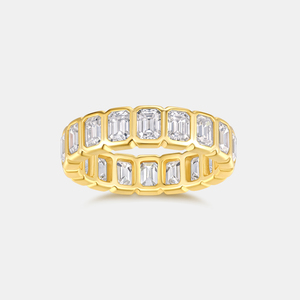 Prachtige Smaragd-Set Moissanite Ring, Alle S925 Sterling Verzilverd Met <span class=keywords><strong>18K</strong></span> Goud, Europese En Amerikaanse Trendy Ring - Product Image 1