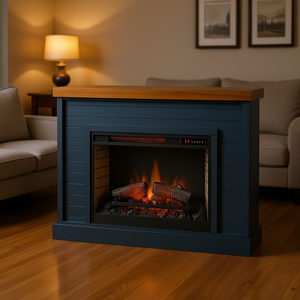 Cheminée électrique Bridgevine Home de 48 pouces avec manteau de cheminée finition bleu denim et whisky pour usage domestique - Product Image 2