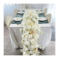 CQ37 Coureur de fleurs en mousse artificielle en soie d'hortensia blanc personnalisé pour décorations de mariage et de la Saint-Valentin