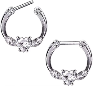 Piercing a cuore per setto nasale, anello per naso, orecchino per trago, piercing per elice, placcato <span class=keywords><strong>argento</strong></span>, con strass di cristallo, gioielli unisex per piercing corporeo - Product Image 3