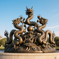 Grande Statue de Dragon Chinois en Bronze Personnalisé Métal Sculpté Coulé Style Traditionnel Décoration de Jardin Extérieur