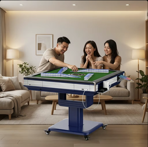 Machine de Mahjong Haze-Blue Roller-Coaster avec mélangeur automatique sans poussée, table pliable sur roulettes, divertissement pour 4 joueurs, unique - Product Image 5