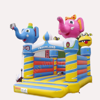 Château Gonflable Personnalisé Animaux Bleus Trampoline Toboggan Matériau PVC 4x4M Marque QY QY001 Chine - Vente Chaude