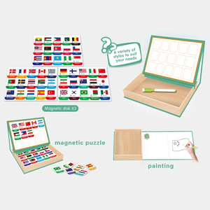 Venta caliente Diy Jigsaw Magnetic Puzzle Juego <span class=keywords><strong>World</strong></span> Flags Theme Kids Magnetic Puzzle Juguetes - Product Image 2
