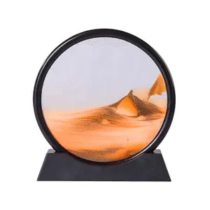 Sıcak satış cam kum saati yaratıcı 3D hareketli kum sanat yuvarlak Quicksand boyama ev dekorasyon süs kum saati