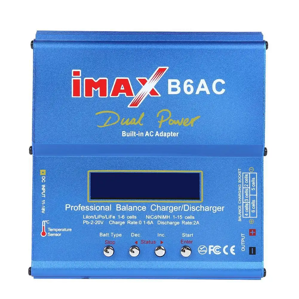 Bộ Sạc Điều Khiển Từ Xa IMAX B6 AC Bộ Sạc Cân Bằng 80W B6AC 6A Bộ Sạc Pin Lipo Nimh Nicd PB Màn Hình LCD Kỹ Thuật Số