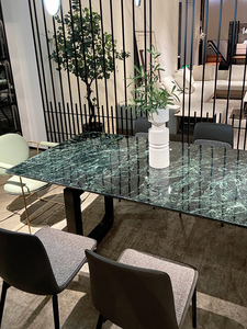 Table à manger rectangulaire en bambou <span class=keywords><strong>Flora</strong></span>, style minimaliste de luxe italien, villa haut de gamme, personnalisable, maison simple - Product Image 4