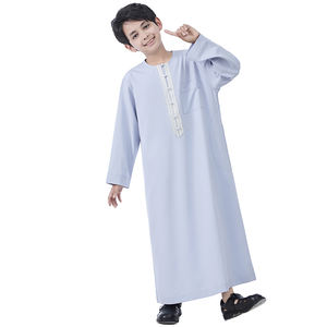 Moyen-Orient nouveau modèle adolescent garçons Robe longue Thobe Thawb sud-est asiatique arabe Hui ethnique enfants Abaya Costume Applique bord Thawb - Product Image 5