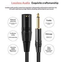 Câble audio micro XLR 3 broches 6,35 mm Femelle-Mâle, blindé haute fidélité avec gaine PVC, paire torsadée, 2m, pour amplificateur et ordinateur