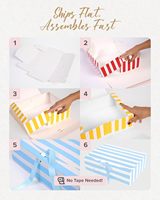 Boîte cadeau rayée avec couvercles pour mariages, anniversaires et plus encore - Boîtes cadeau rayées faciles à assembler avec couvercles et fermeture à ruban