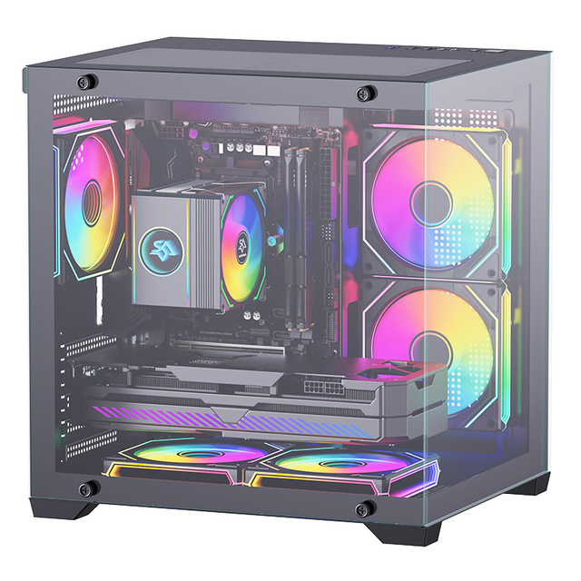 SNOWMAN Open Frame MicroATX PC for Test Bench Case Mini Gaming Computer Chassis with Motherboard Tray No Panel Design