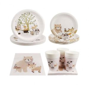 Décorations, assiettes jetables à thème animaux de la jungle, vaisselle en papier, ensemble d'assiettes, fournitures pour fêtes - Product Image 1